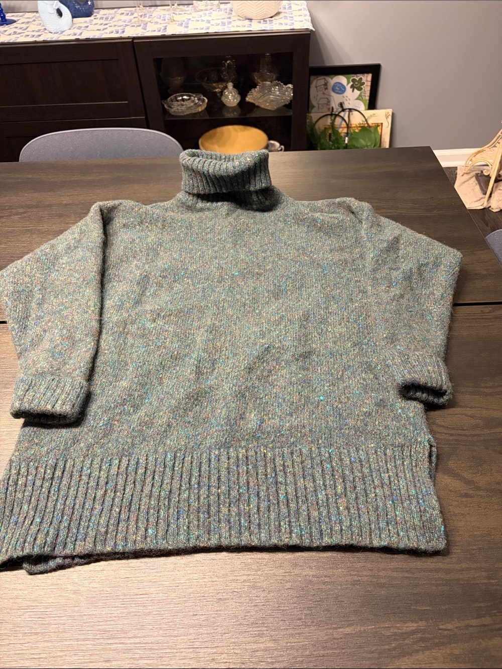 Vintage Express Tricot Chunky Flecked Turtleneck Sweater